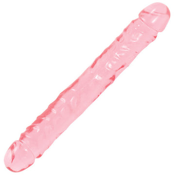 Crystal Jellies 12" Pink Double Dong – Flexible Veined Double-Ended Dildo by Doc Johnson