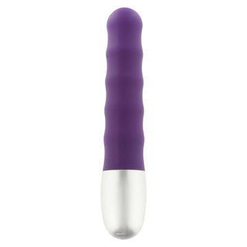 Discretion Ribbed Mini Vibrator – Purple Compact Bullet Vibe with AA Battery