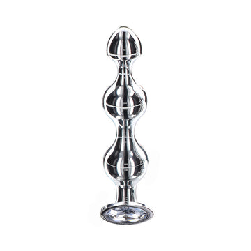 Diamond Star Beads Small Aluminium Butt Plug with Silver Jewel