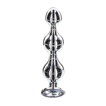 Diamond Star Beads Medium Aluminium Butt Plug with Silver Jewel