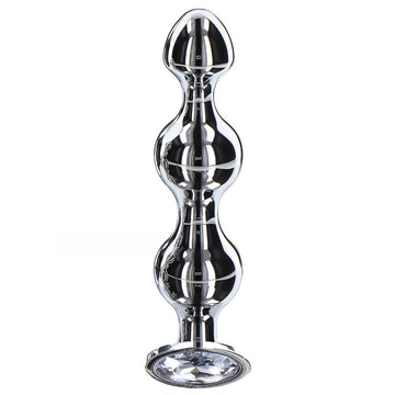 Diamond Star Beads Large Aluminium Butt Plug with Silver Jewel