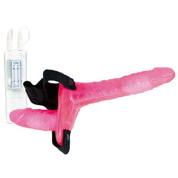 Joyride Pink Duo Double Penis Vibrating Strap-On – Dual Vibrating Dildos