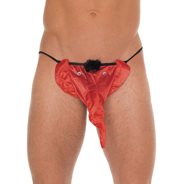 Men’s Black G-String with Red Elephant Animal Pouch – One Size