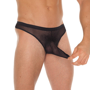 Men’s Black G-String with Penis Sleeve – One Size