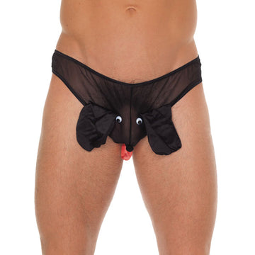 Men’s Black Animal Pouch Briefs – One Size