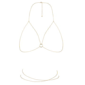 Bijoux Indiscrets Magnifique Bra Chain Gold – Adjustable Gold Body Chain Bra Accessory