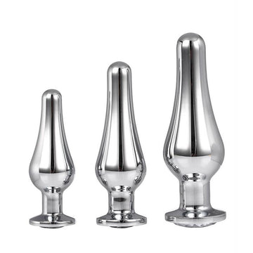 Gleaming Silver Jewel Butt Plug Set – 3 Sizes with Sparkling Gemstones