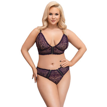 Cottelli Curves Delicate Lace Bralette and Briefs – Soft Lace Bralette with Adjustable Straps and Lace Briefs