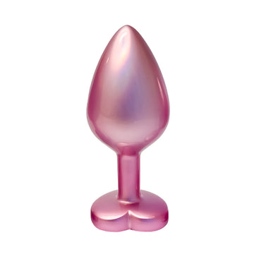 Gleaming Love Pearl Pink Medium Anal Butt Plug with Heart Gemstone