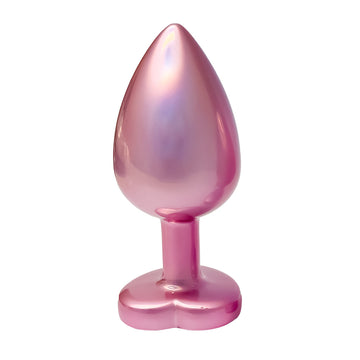 Gleaming Love Pearl Pink Large Anal Butt Plug with Heart Gemstone
