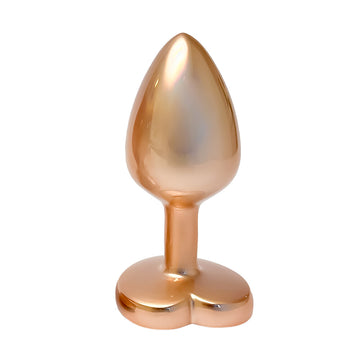 Gleaming Love Pearl Gold Small Anal Butt Plug with Heart Gemstone