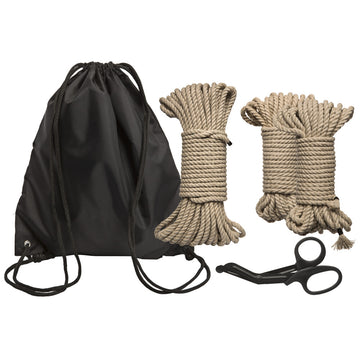 Kink Bind & Tie 5-Piece Natural Hemp Rope Bondage Kit with Scissors & Backpack