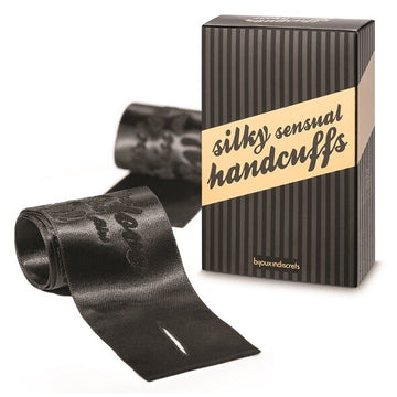 Bijoux Indiscrets Silky Sensual Handcuffs – Soft Black Satin Erotic Restraints