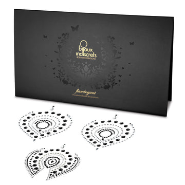 Bijoux Indiscrets Flamboyant Rhinestone Jewellery – Black & Silver Body Tattoos and Belly Ring Set