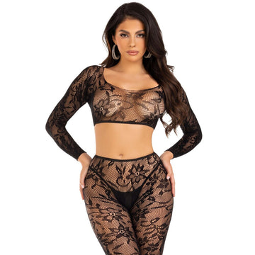 Leg Avenue Sexy Crop Top & Footless Tights Set – UK Sizes 6 to 12