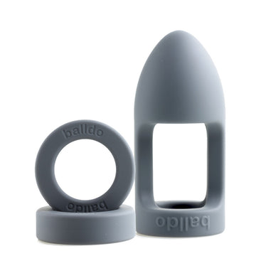 Balldo The World’s First Ball Dildo – Steel Grey Super Stretchy Scrotal Cage & Spacer Rings