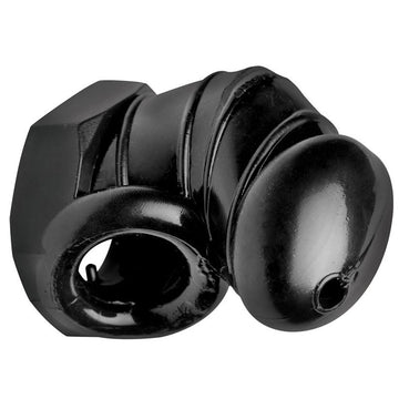 Detained Restrictive Chastity Cage with Internal Nubs – Black Rubber