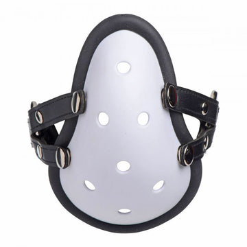 Musk Athletic Cup Muzzle with Adjustable Locking Straps – White
