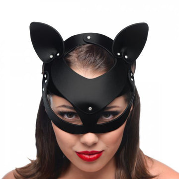 Master Series Bad Kitten Leather Cat Mask – Sexy Adjustable Bondage Hood
