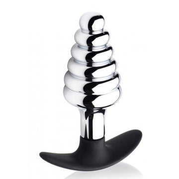 Dark Hive Metal & Silicone Ribbed Anal Plug – Weighted Pleasure