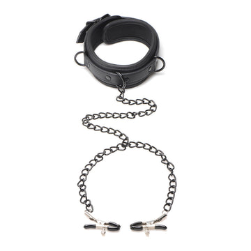 Master Series Collared Temptress Adjustable Neoprene Collar with Nipple Clamps