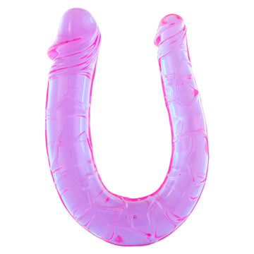 Double Mini Twin-Head Jelly Penis Dildo – Flexible Purple 12 Inch