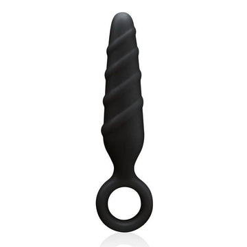 ark Stallions 4" Silicone Ass Cork Butt Plug – Black with Safety Pull Ring