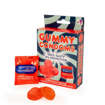 Strawberry Flavoured Gummy Condoms – Pack of 10