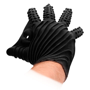 Fist It Black Textured Silicone Masturbation Glove – Sensual Grip & Stimulation