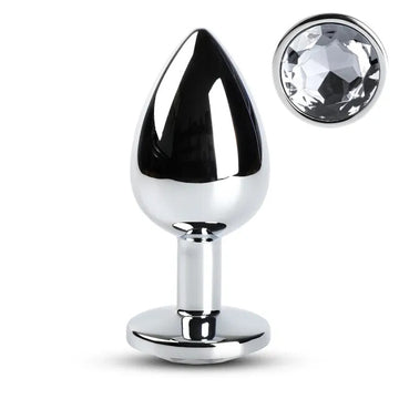 Large Metal Anal Plug with Clear Crystal Base – Sleek & Elegant