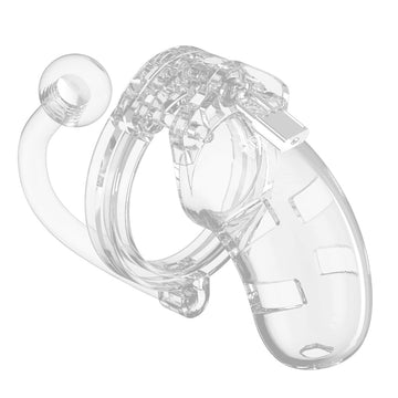 Man Cage 10 Male Clear Chastity Cage 3.5 Inch with Detachable Anal Plug – Secure & Stimulating