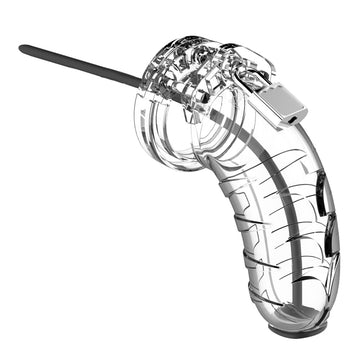 Man Cage 16 Male Clear Chastity Cage 4.5 Inch with Urethral Sound – Advanced BDSM Control
