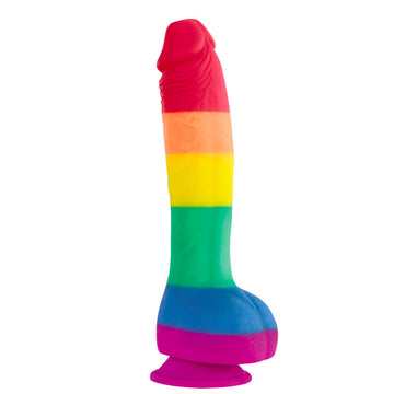 Colours Pride Edition 8" Realistic Silicone Dildo With Balls – Rainbow-Colored, Firm & Suction Cup Base