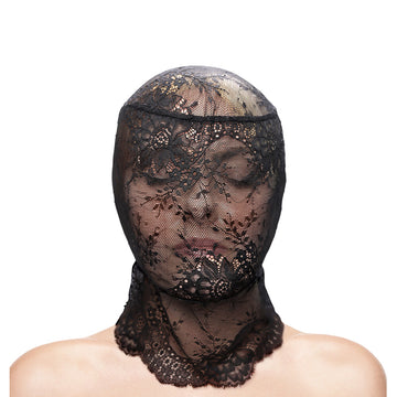 Fetish and Fashion Black Stretch Lace Hood – Sensual BDSM Mask
