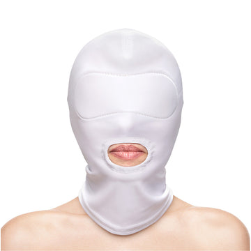 Fetish and Fashion White Nylon Mouth Hood – Sensory Play Mask