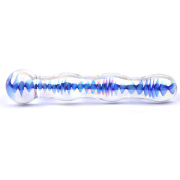 Blue Wavy Glass Dildo – Smooth & Textured Dual Sensation