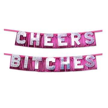 Bachelorette Party Favors – "Cheers Bitches" Pink Party Banner for Hen & Bridal Celebrations