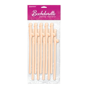 Bachelorette Party Favors – 10 Flesh Pink Penis Straws for Fun Party Celebrations