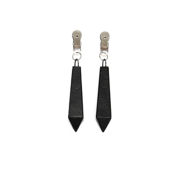Long Nipple Clamps with 50g Weighted Leather Covers – Black