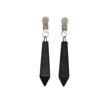 Long Nipple Clamps with 150g Weighted Leather Covers – Black