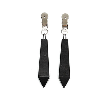Long Nipple Clamps with 250g Weighted Leather Covers – Black