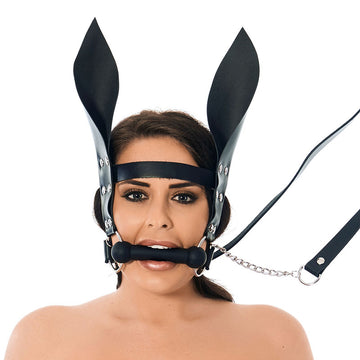 Horsebit Mouth Gag with Leather Reins & Ears – BDSM Cosplay Accessory