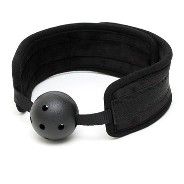Black Padded Mouth Gag with Breathable Ball – Comfortable Velcro BDSM Gag