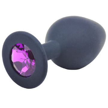 Medium Black Jewelled Silicone Butt Plug – Purple Diamond Base