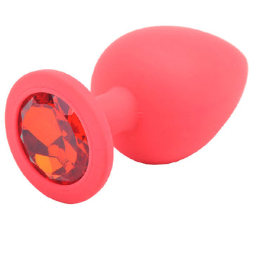 Large Red Silicone Butt Plug with Red Jeweled Base – Bold & Comfortable