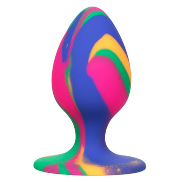 Cheeky Medium Tie Dye Butt Plug – Colourful Silicone with Suction Cup Base