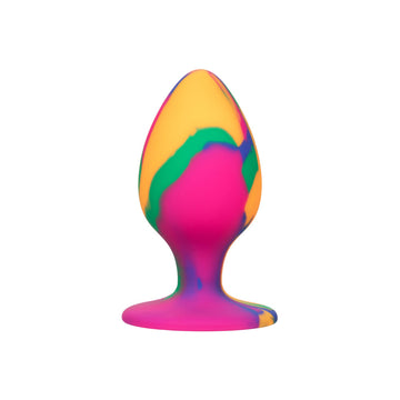 Cheeky Large Tie Dye Butt Plug – Vibrant Silicone with Suction Cup Base