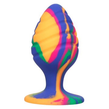 Cheeky Large Swirl Tie Dye Butt Plug – Vibrant Silicone with Suction Cup Base