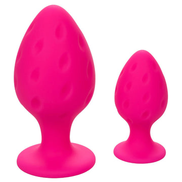 Cheeky Butt Plug Duo Pink – Dual Textured Silicone Plugs with Suction Base