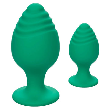 Cheeky Butt Plug Duo Green – Dual Silicone Plugs with Suction Cup Base